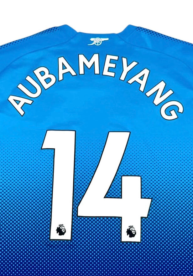 ARSENAL 2017/18 AWAY SHIRT 14 AUBAMEYANG (Back, Detail)