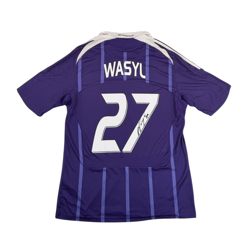 RSC ANDERLECHT 2008/09 AWAY SHIRT - SIGNED #27 WASILEWSKI (SIZE L)
