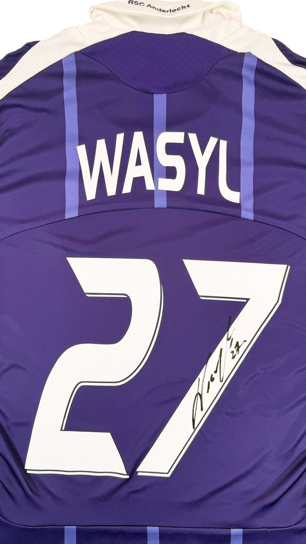 RSC ANDERLECHT 2008/09 AWAY SHIRT - SIGNED #27 WASILEWSKI (SIZE L)