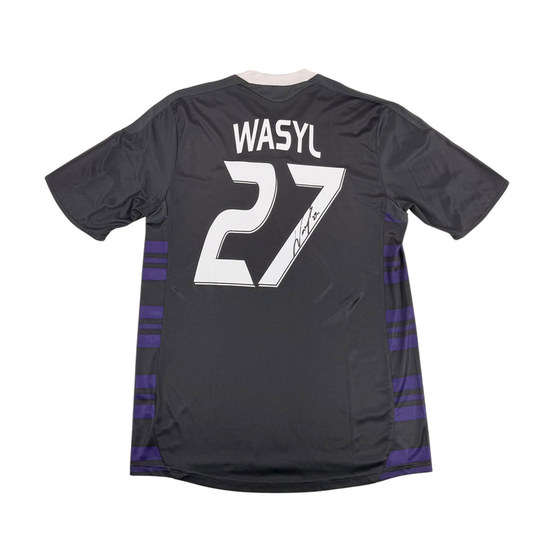 RSC ANDERLECHT 2010/11 AWAY SHIRT - SIGNED #27 WASILEWSKI (SIZE M)