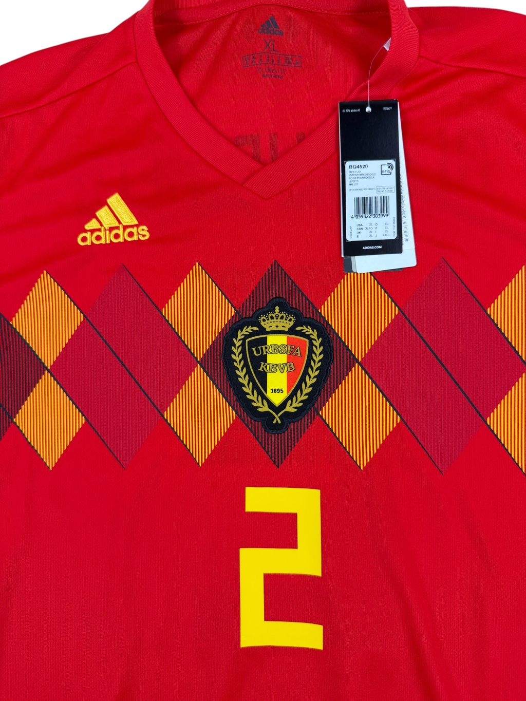BELGIUM 2018/19 HOME SHIRT - #2 ALDERWEIRELD (SIZE XL) NWT