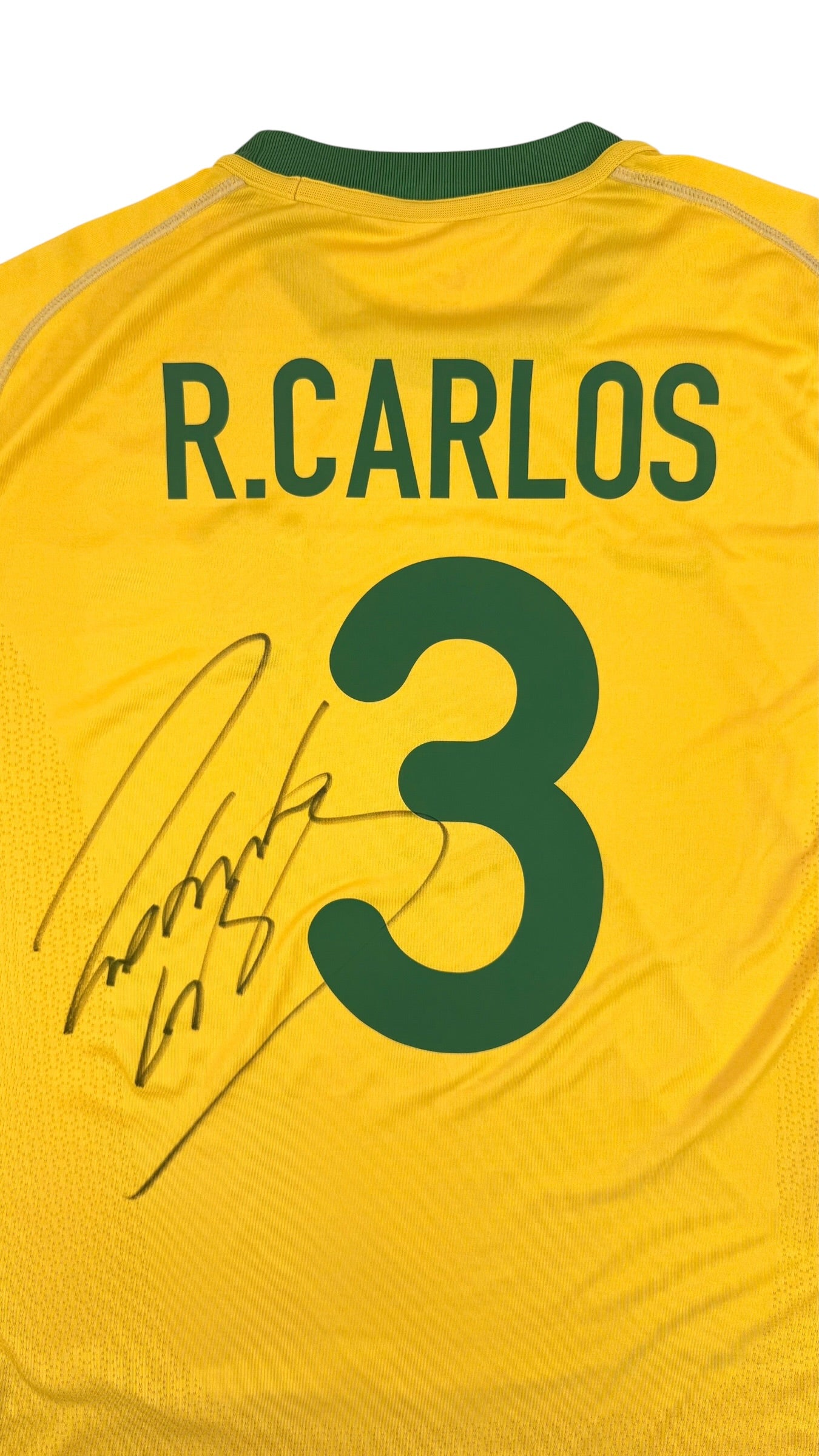 BRAZIL 2000/01 HOME SHIRT - SIGNED #3 ROBERTO CARLOS (SIZE XL)