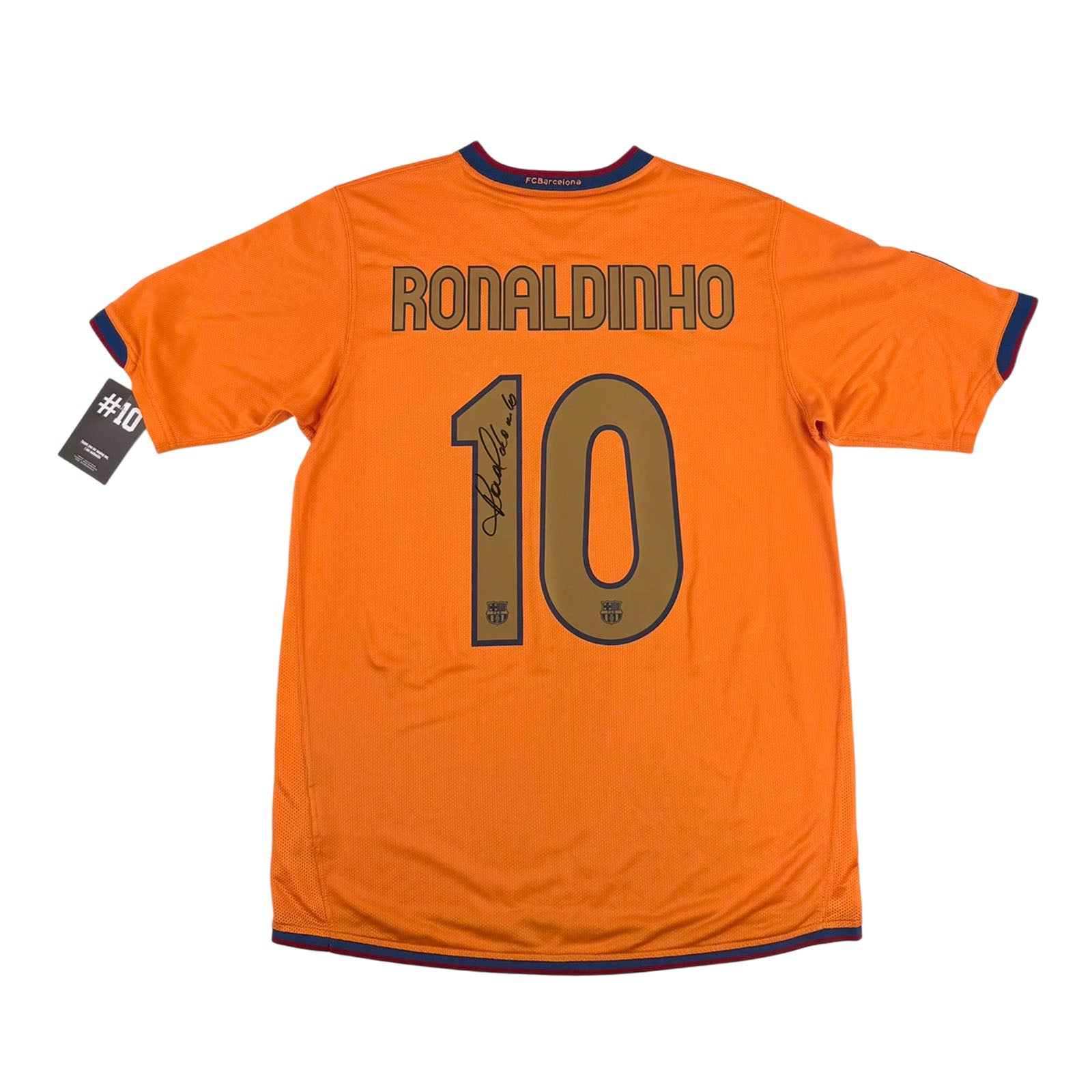FC BARCELONA 2006/07 AWAY SHIRT - SIGNED #10 RONALDINHO (SIZE L)