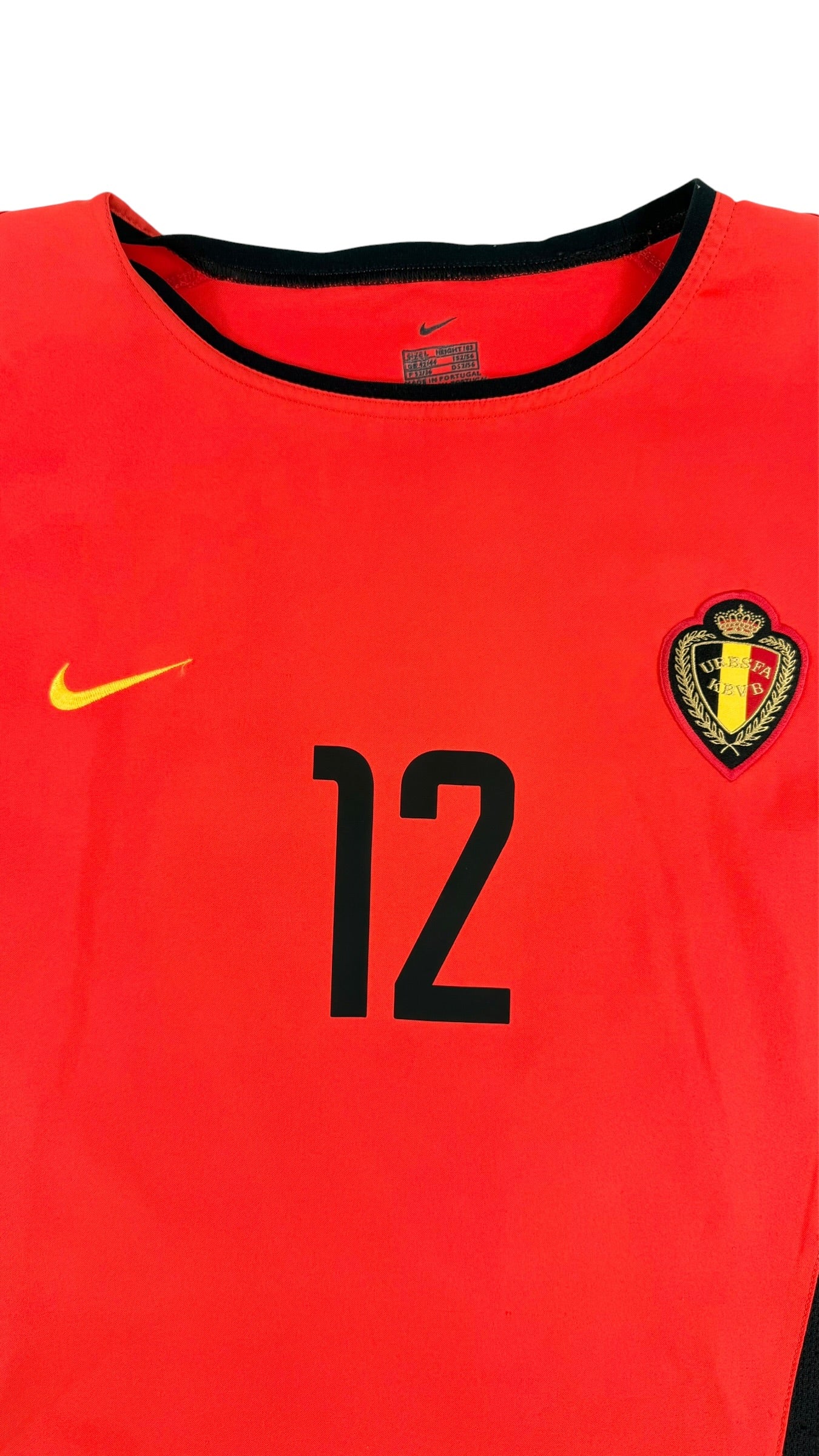 BELGIUM 2000/01 HOME SHIRT - #12 VAN DER HEYDEN (SIZE L)