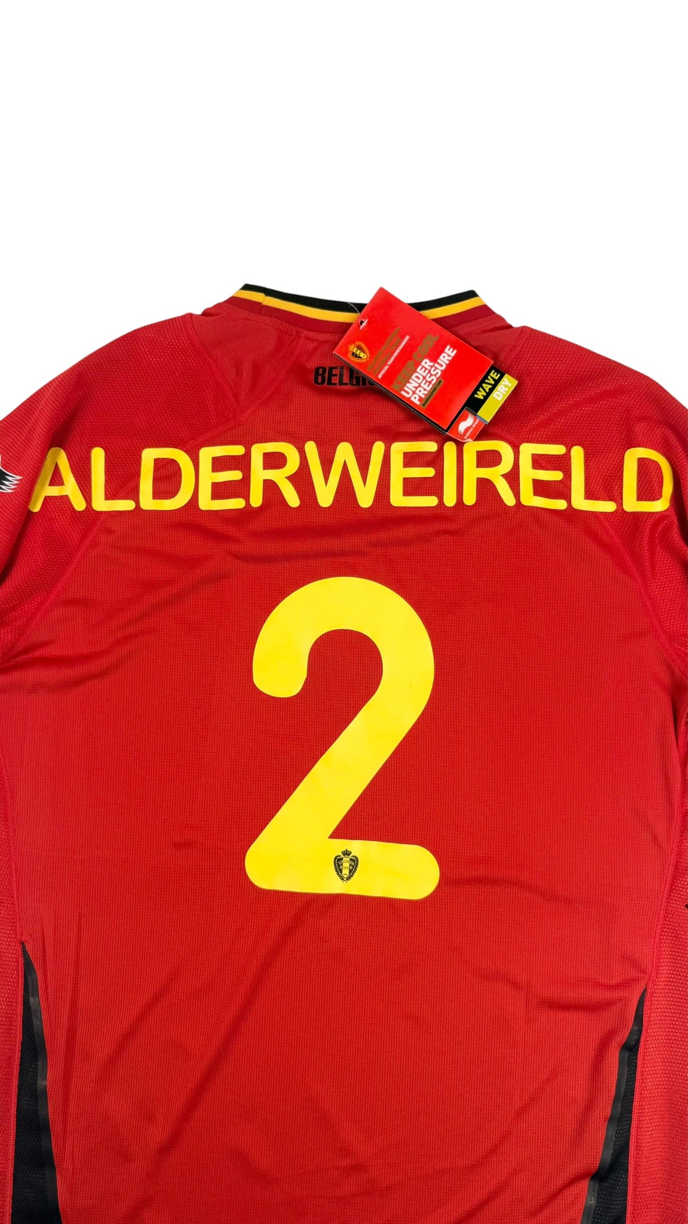 BELGIUM 2014 HOME SHIRT - PLAYER ISSUE #2 ALDERWEIRELD (SIZE XL) BNWT