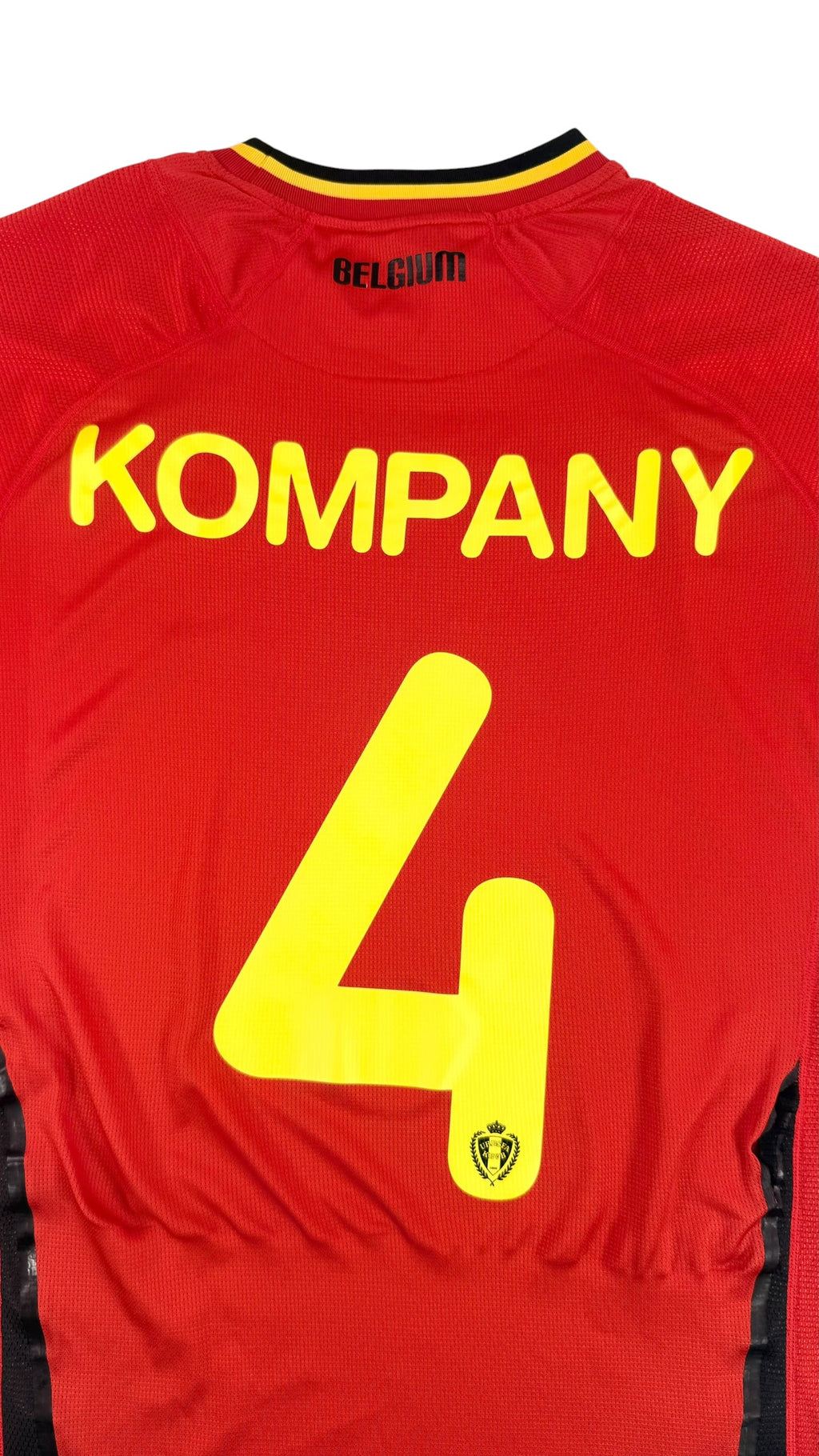 BELGIUM 2014 HOME SHIRT - PLAYER ISSUE #4 KOMPANY (SIZE M)