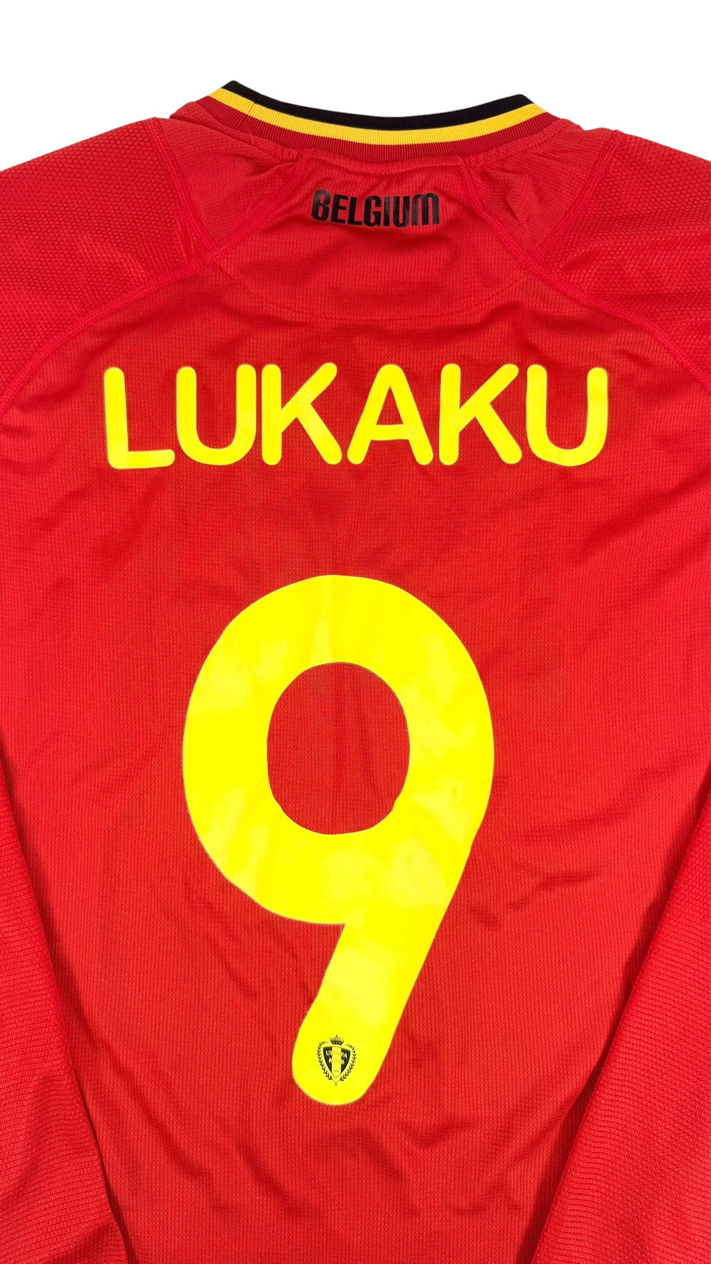 BELGIUM 2014 HOME SHIRT L/S - PLAYER ISSUE #9 LUKAKU (SIZE XL)