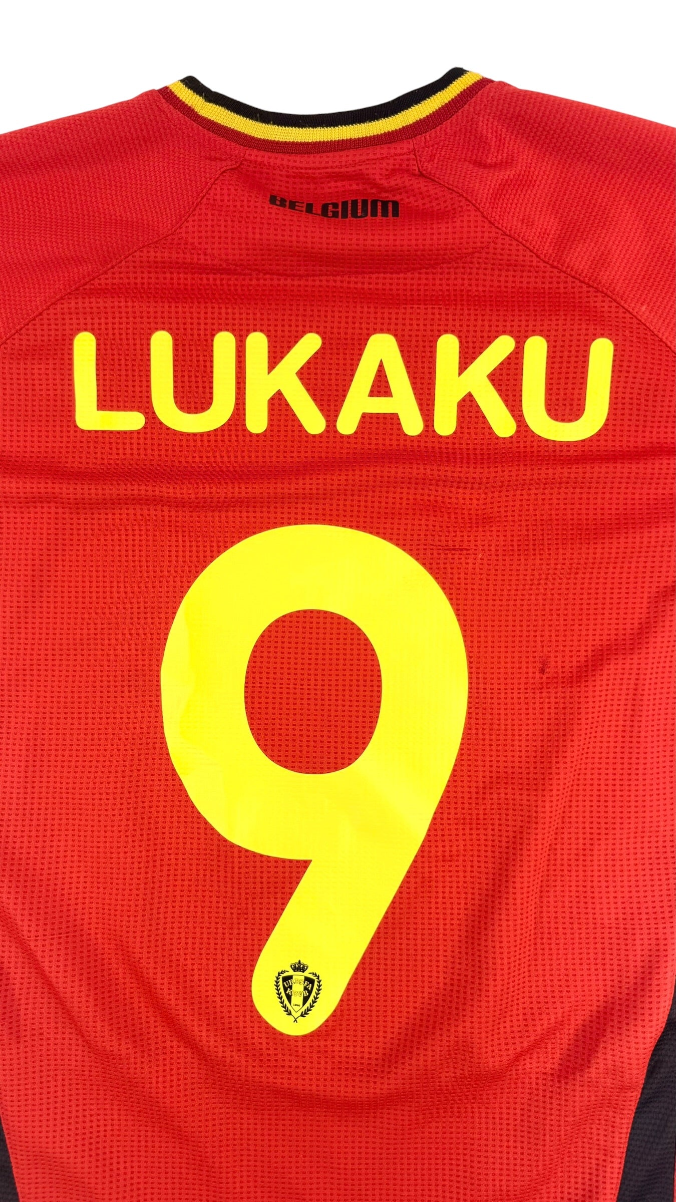 BELGIUM 2014 HOME SHIRT - #9 LUKAKU (SIZE S)