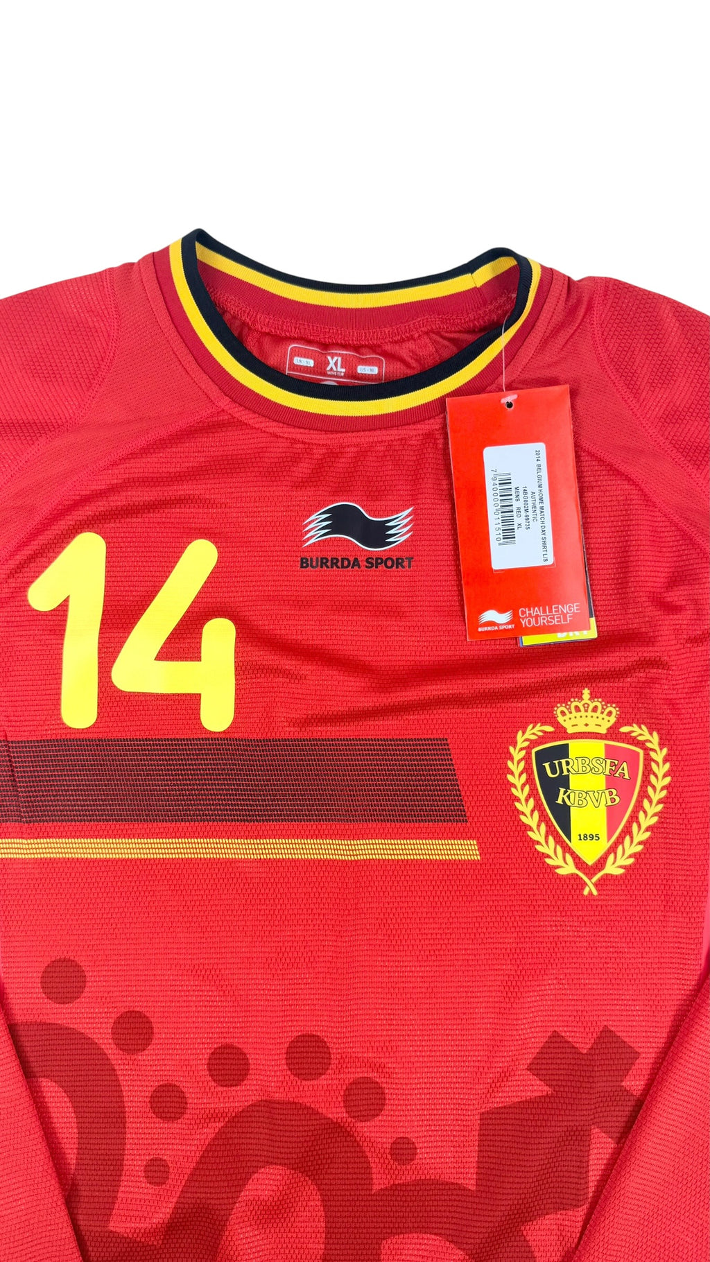 BELGIUM 2014 HOME SHIRT L/S - PLAYER ISSUE #14 MERTENS (SIZE XL)