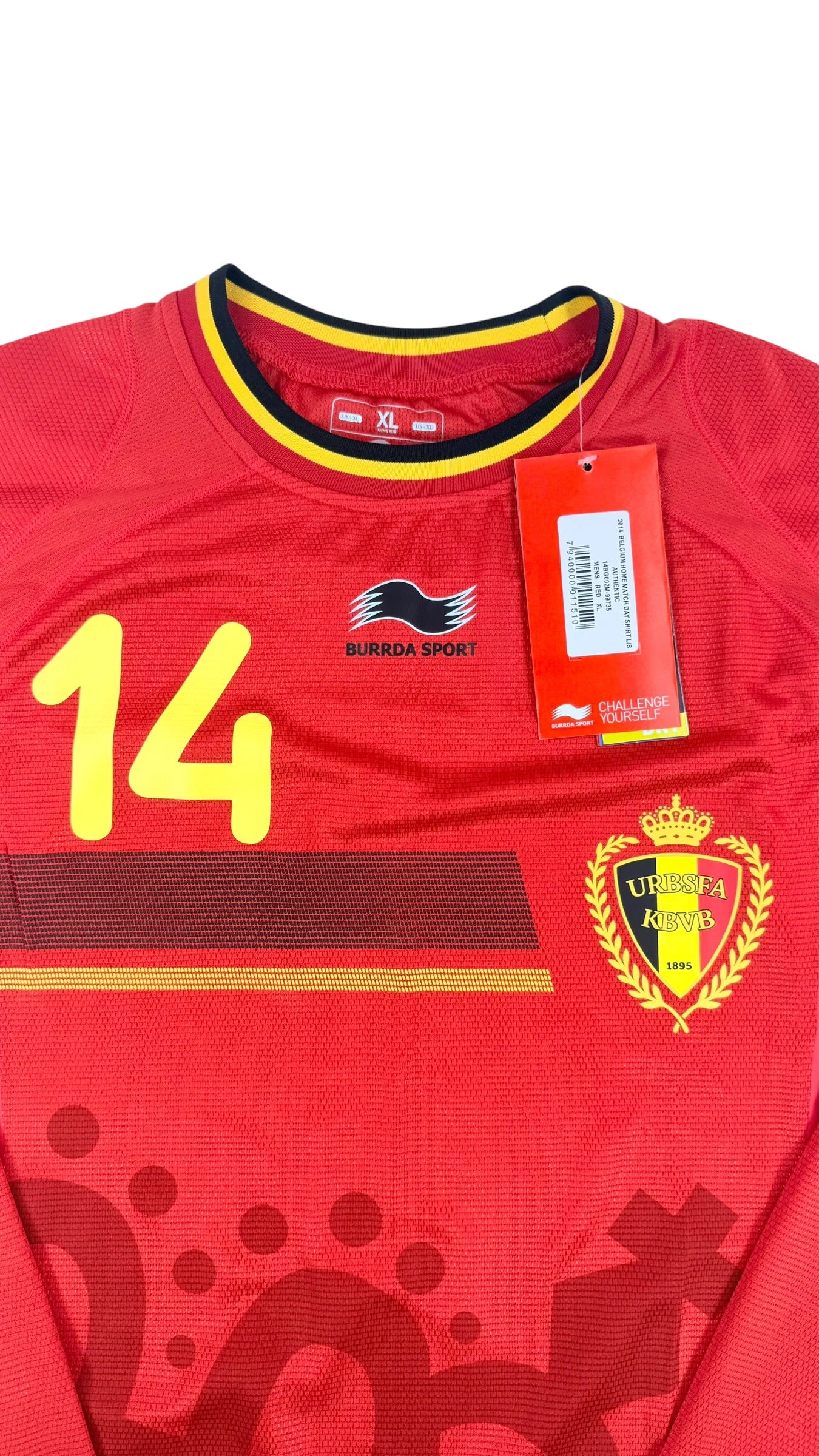BELGIUM 2014 HOME SHIRT L/S - PLAYER ISSUE #14 MERTENS (SIZE XL)