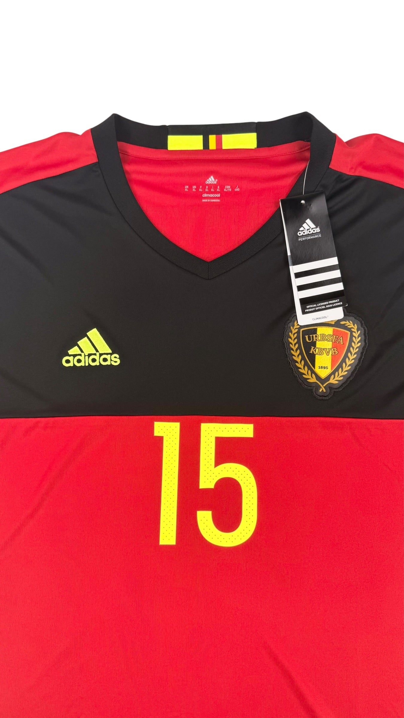BELGIUM 2016/17 HOME SHIRT - #15 DENAYER (SIZE XL) NWT