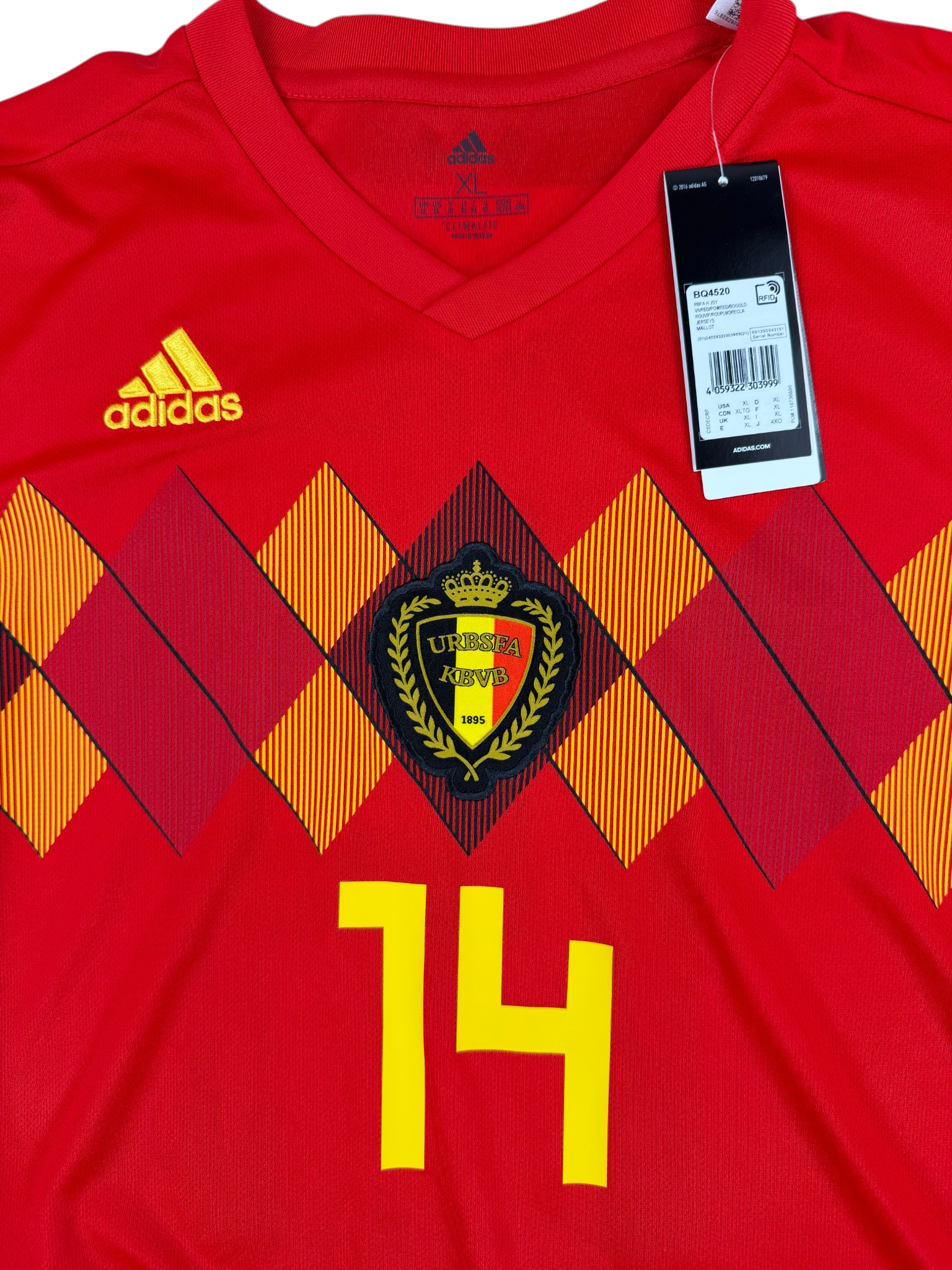 BELGIUM 2018/19 HOME SHIRT - #14 MERTENS (SIZE XL) NWT