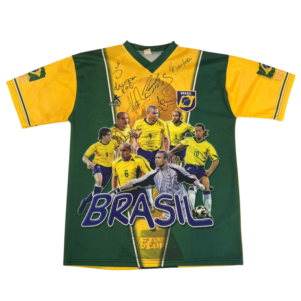 BRAZIL 2006 BOOTLEG TEE - SIGNED BY BRAZILIAN LEGENDS (SIZE XL)