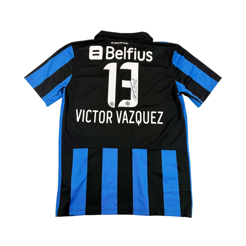CLUB BRUGGE 2013/14 HOME SHIRT - SIGNED #13 VICTOR VAZQUEZ