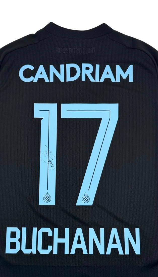 CLUB BRUGGE 2022/23 THIRD SHIRT - MATCHWORN/ISSUED SIGNED #17 BUCHANAN (SIZE M) COA INCL.