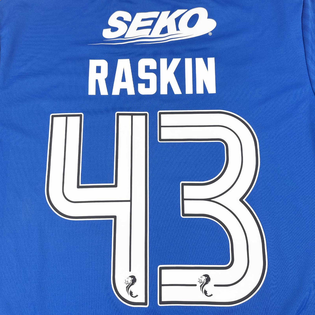 GLASGOW RANGERS 2023/24 HOME SHIRT - #43 RASKIN