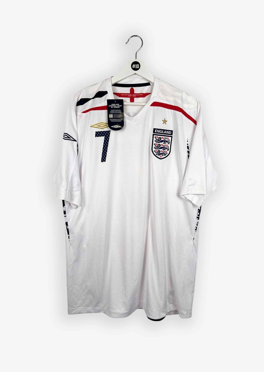 ENGLAND 2007/08 HOME SHIRT - #7 BECKHAM (SIZE XL) NWT