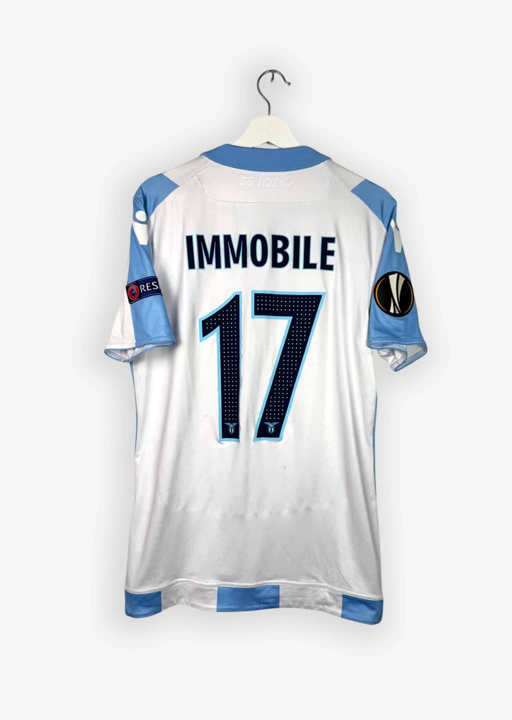 LAZIO ROMA 2017/18 AWAY SHIRT - MATCHWORN/ISSUED UEFA CUP VS ZULTE WAREGEM #17 IMMOBILE (SIZE M)