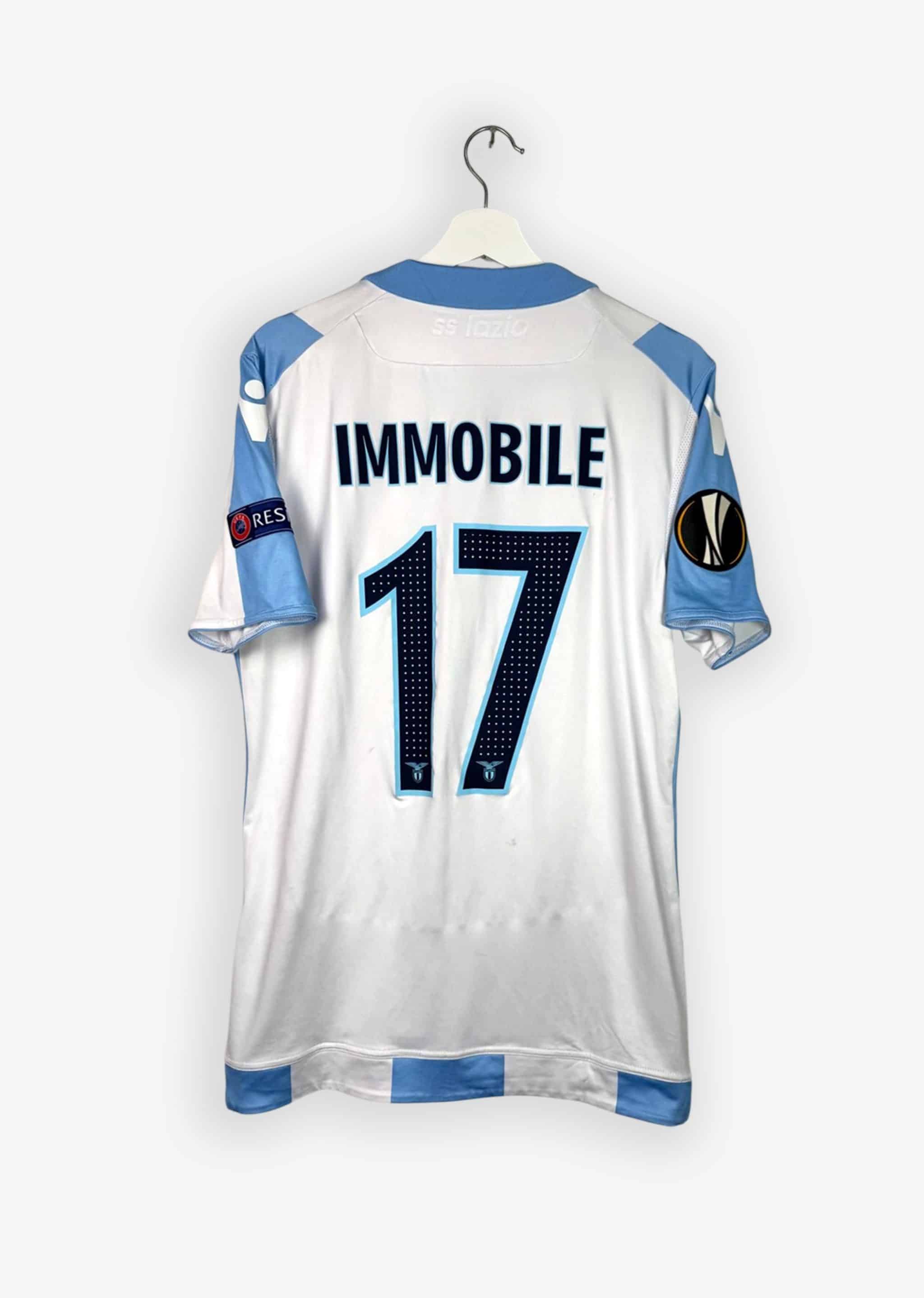 LAZIO ROMA 2017/18 AWAY SHIRT - MATCHWORN/ISSUED UEFA CUP VS ZULTE WAREGEM #17 IMMOBILE (SIZE M)