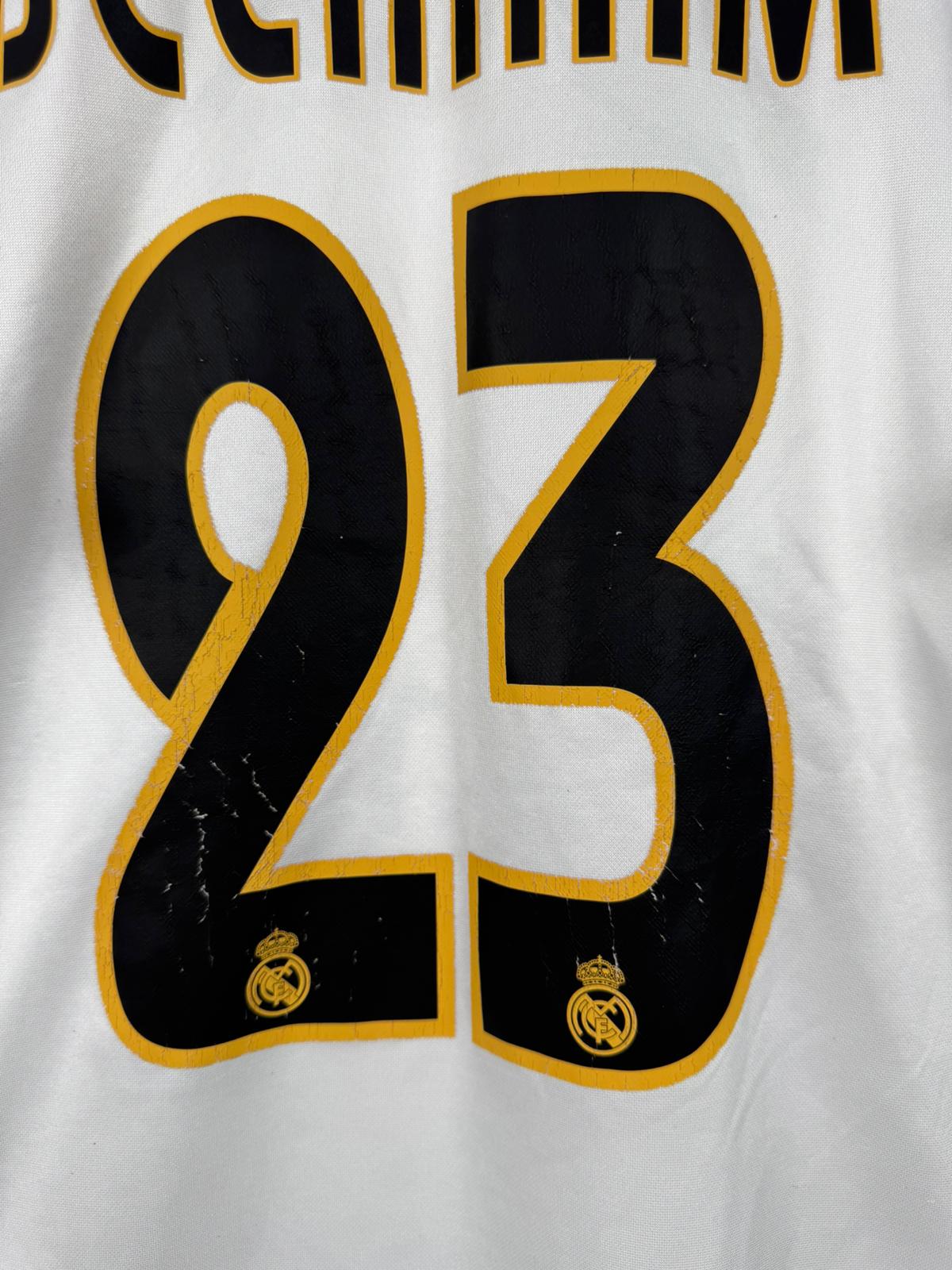 REAL MADRID 2004/05 HOME SHIRT - #23 BECKHAM (SIZE S)