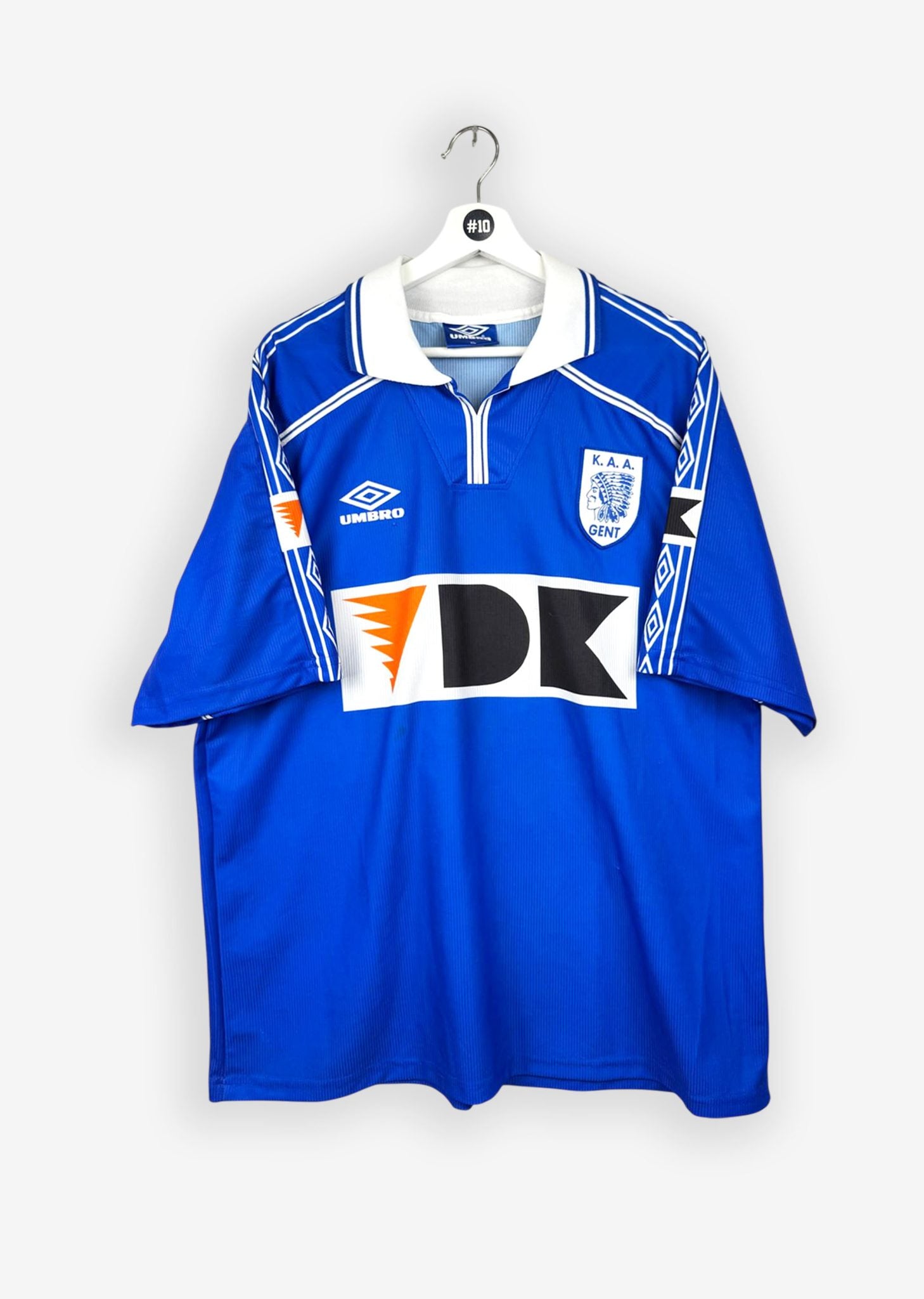 KAA GENT 1999/00 HOME SHIRT - MATCHWORN/ISSUED #6 DUPRE (SIZE XL)