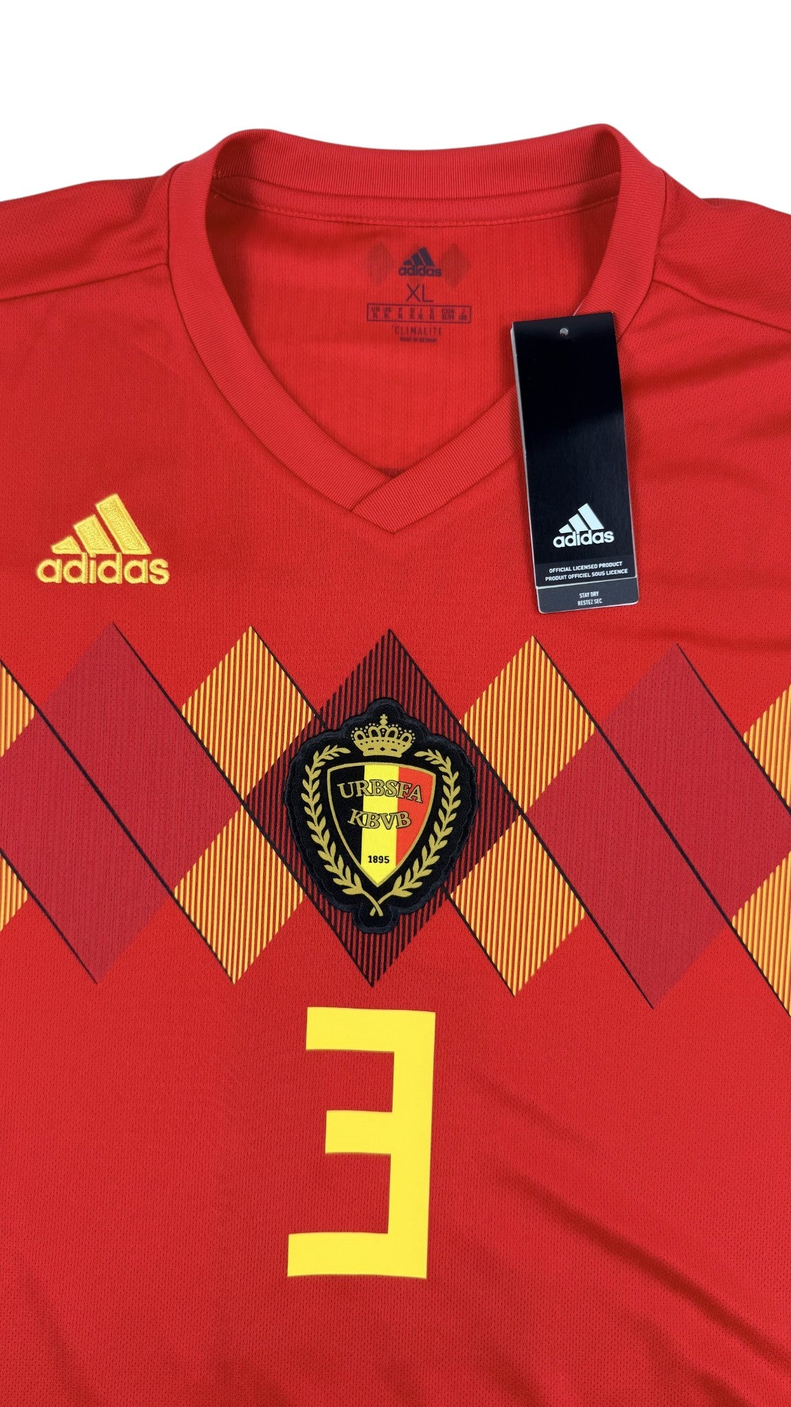 BELGIUM 2018/19 HOME SHIRT - #3 VERMAELEN (SIZE XL) NWT