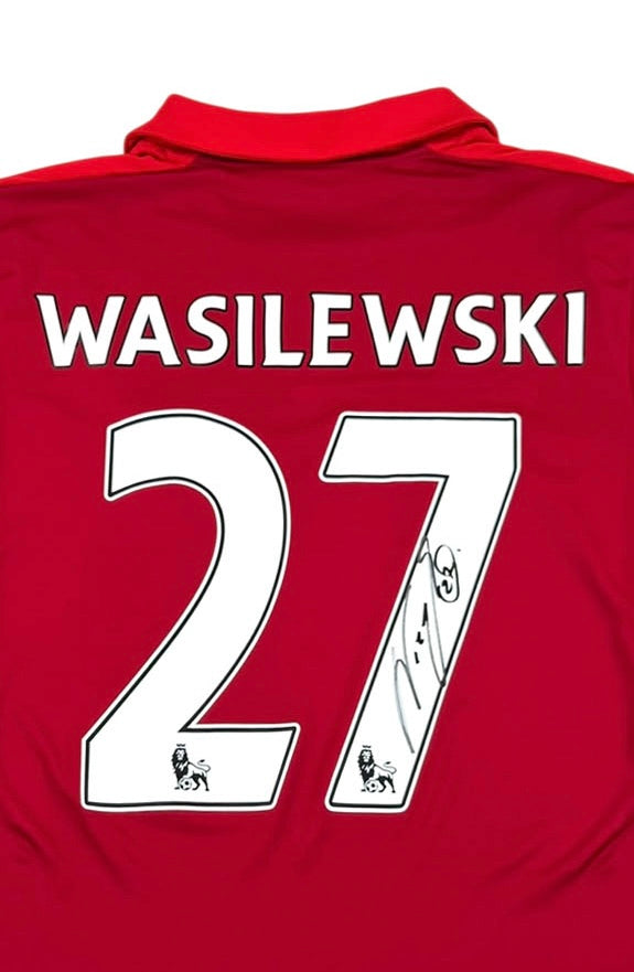 LEICESTER CITY 2016/17 AWAY SHIRT SIGNED 27 WASILEWSKI (Back, Detail)