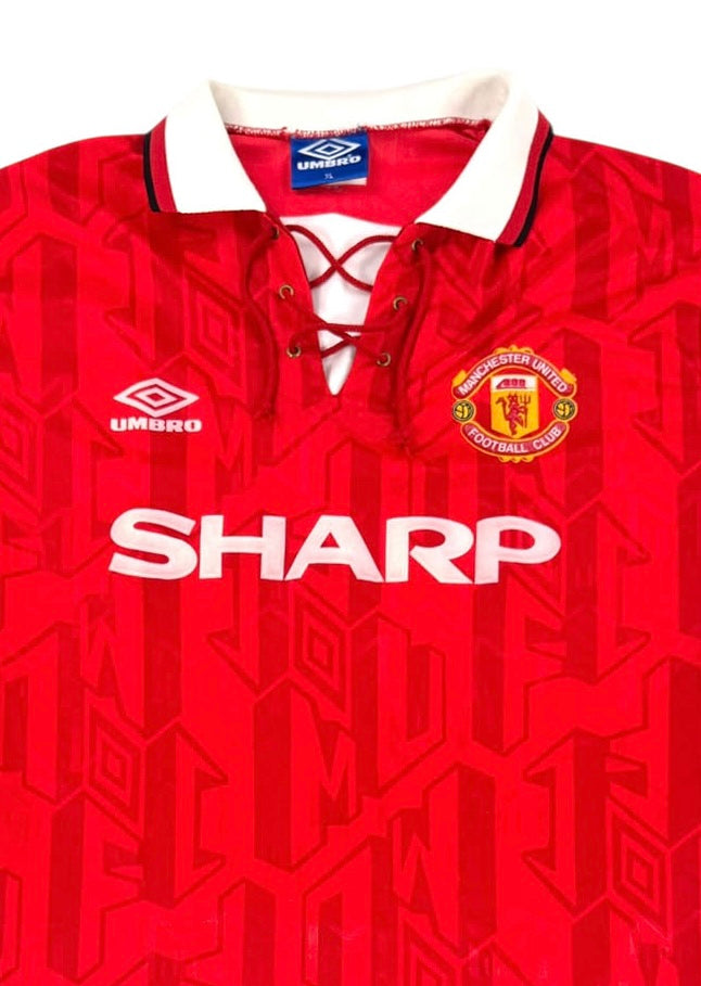 MANCHESTER UNITED 1992 94 HOME SHIRTXL Front Detail