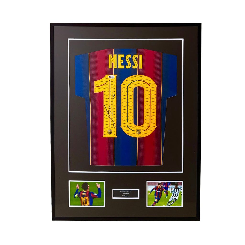 FC BARCELONA 2020/21 HOME SHIRT - #10 MESSI SIGNED & FRAMED, BECKETT COA