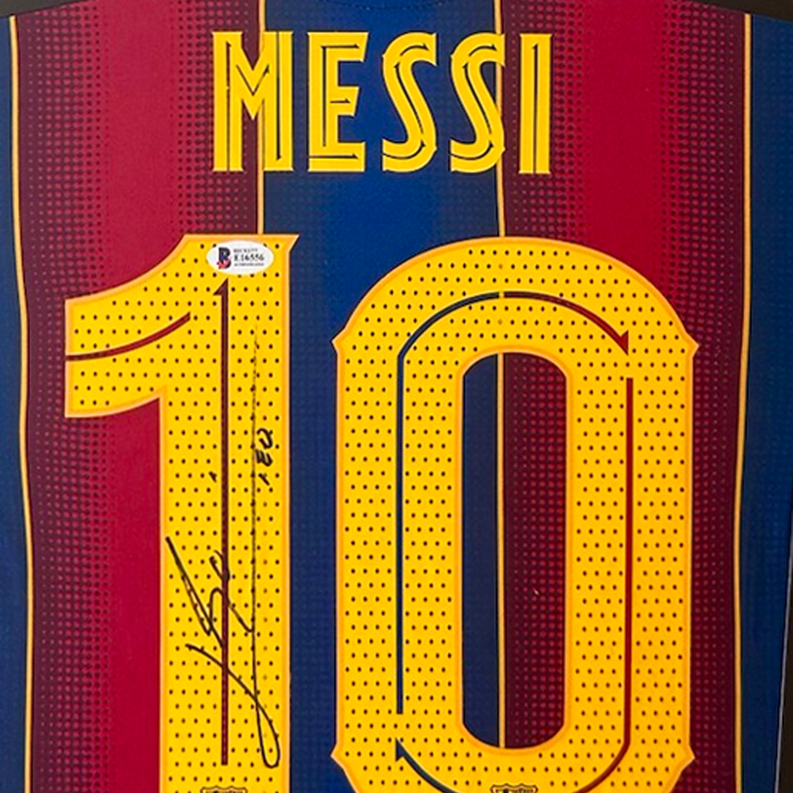 FC BARCELONA 2020/21 HOME SHIRT - #10 MESSI SIGNED & FRAMED, BECKETT COA INCL.