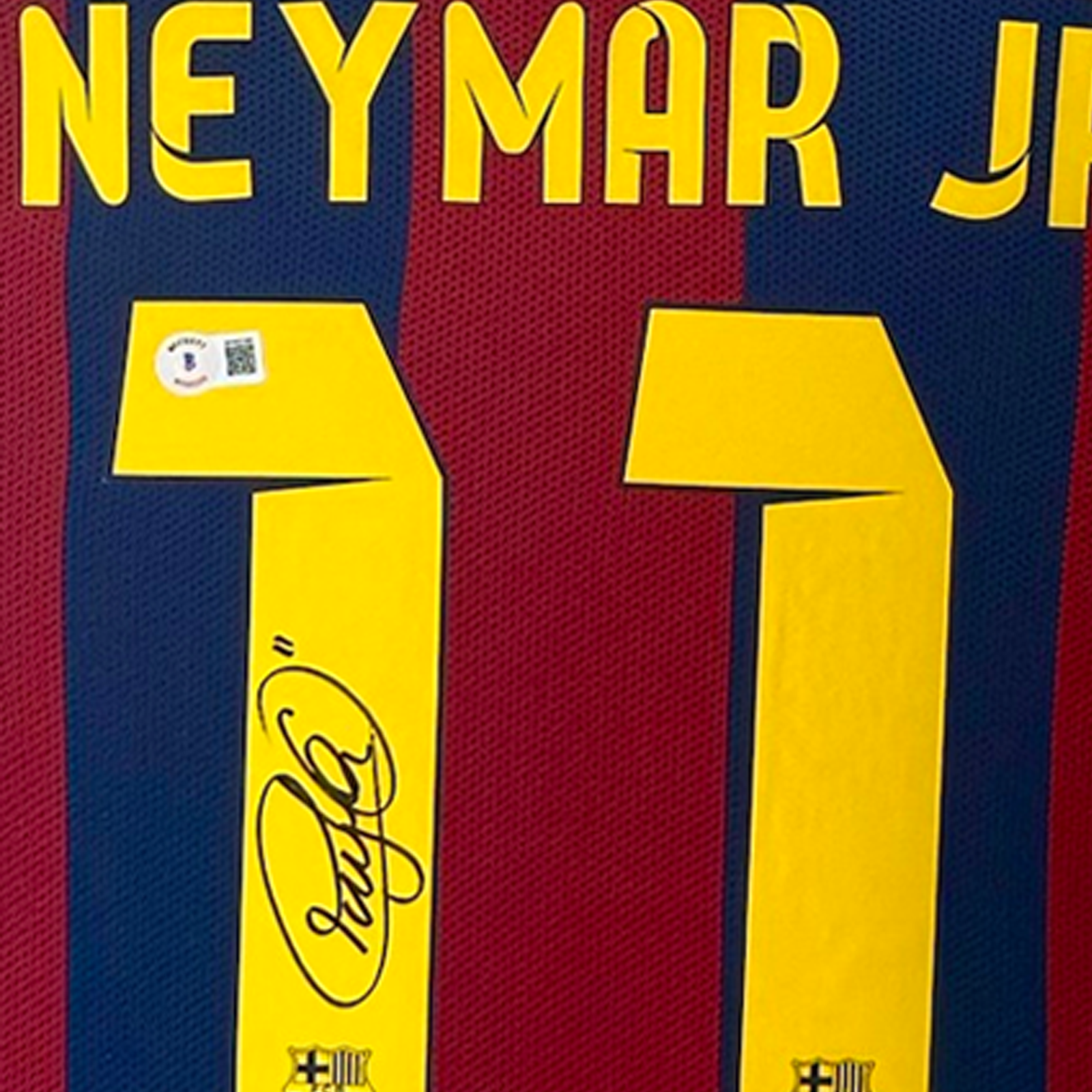 FC BARCELONA 2014/15 HOME SHIRT - #11 NEYMAR SIGNED & FRAMED, BECKETT COA INCL.