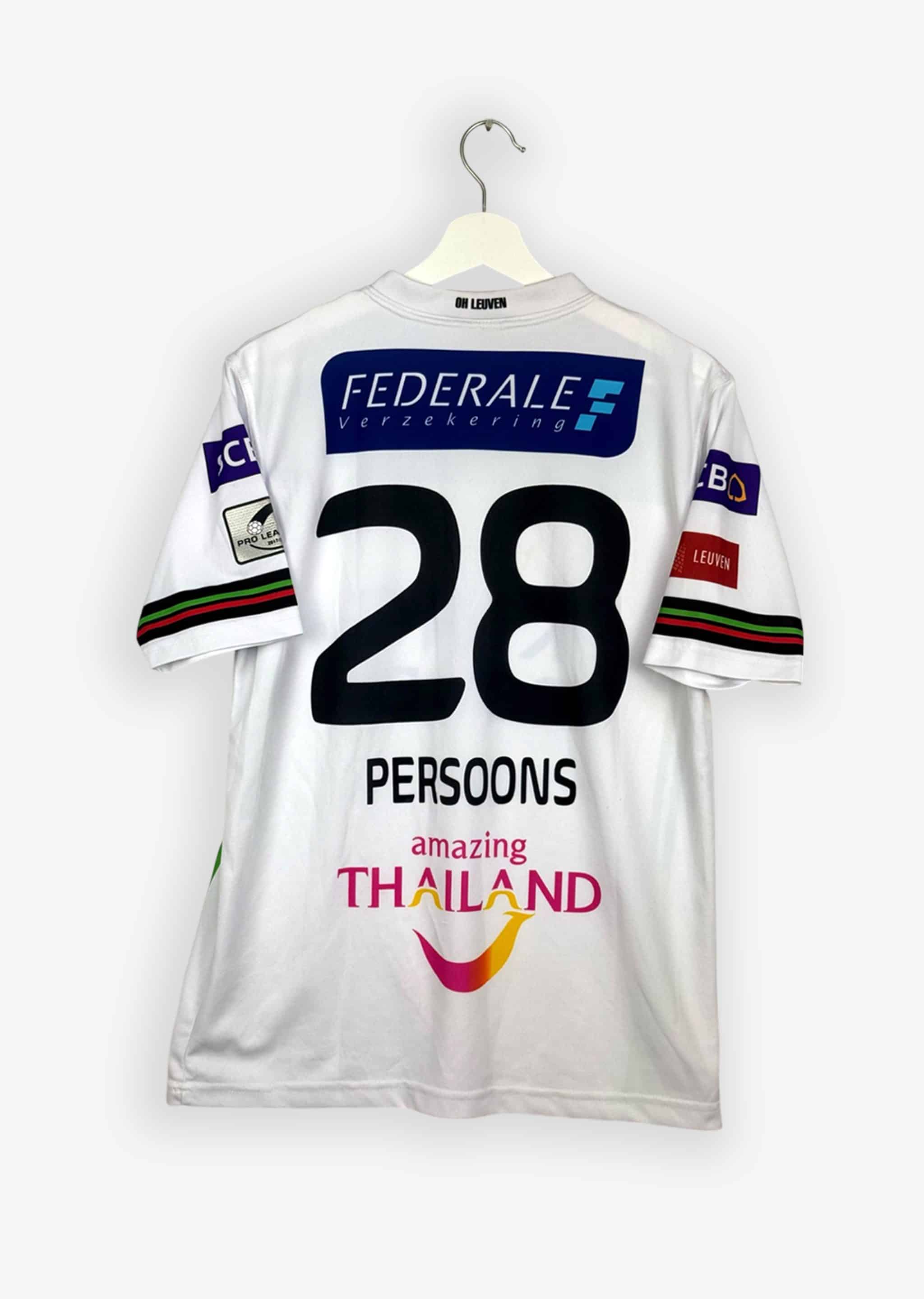 OH LEUVEN 2017/18 HOME SHIRT - MATCHWORN/ISSUED #28 PERSOONS (SIZE M)
