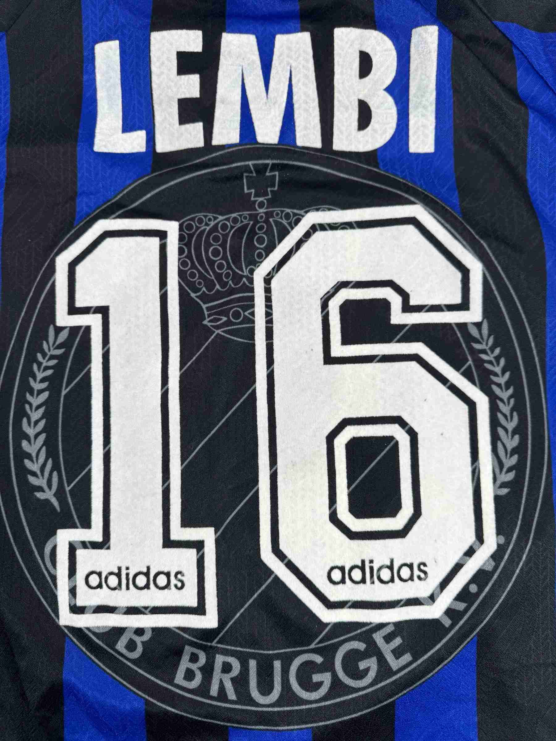 CLUB BRUGGE 1997/98 HOME SHIRT - MATCHWORN/ISSUED #16 LEMBI (SIZE XL)