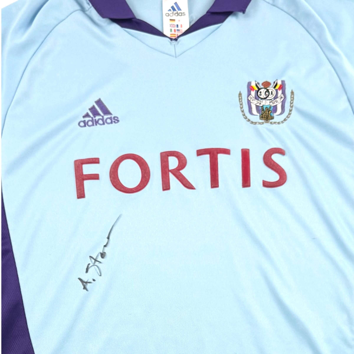 RSC ANDERLECHT 2001/02 AWAY SHIRT - SIGNED BY STOICA 