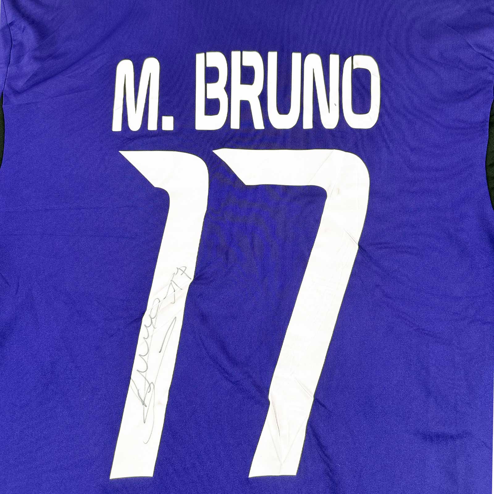 RSC ANDERLECHT 2013/14 HOME SHIRT - MATCHWORN/SIGNED #17 M. BRUNO