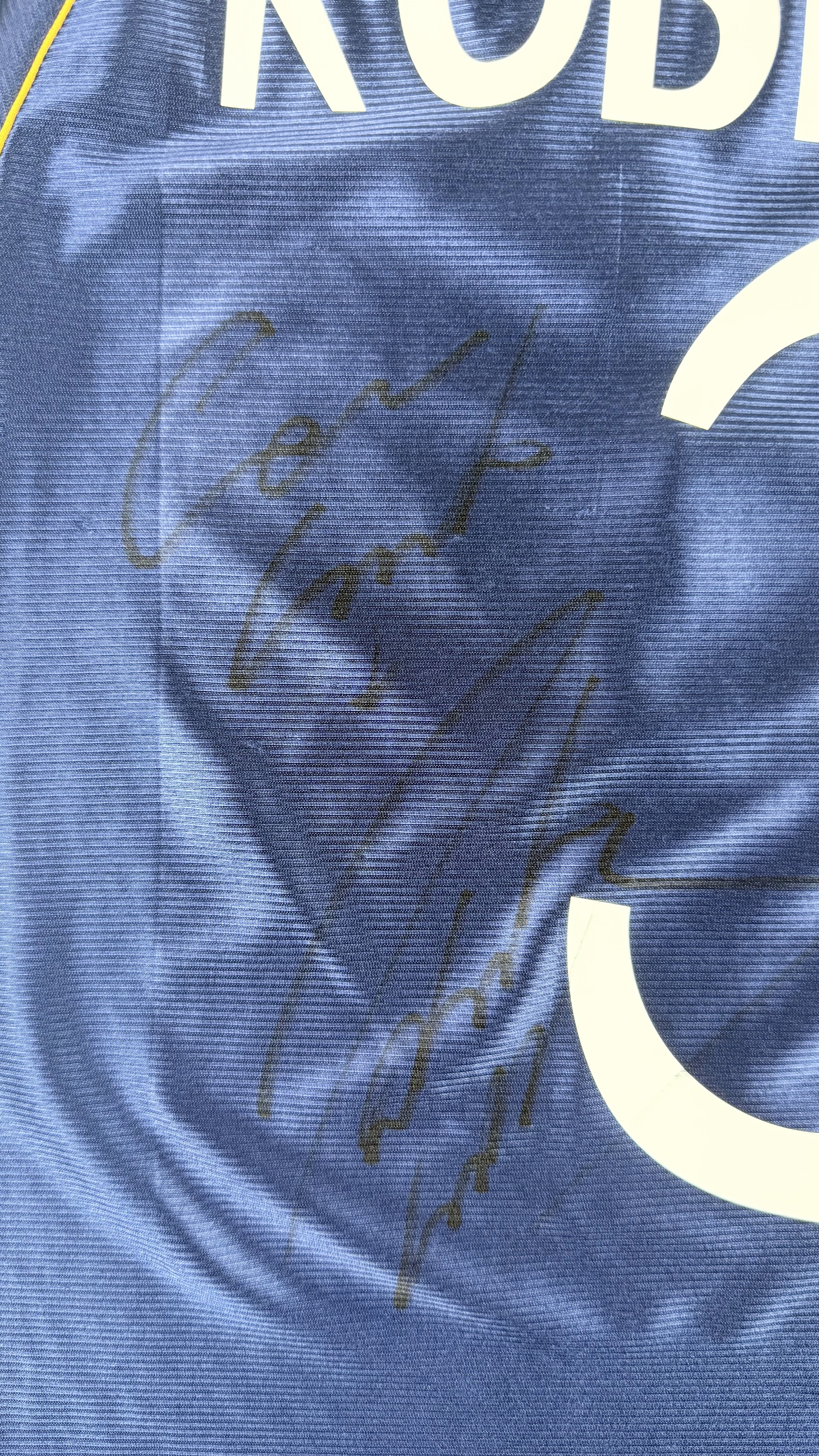 REAL MADRID 1998/99 THIRD SHIRT - SIGNED #3 ROBERTO CARLOS (SIZE L)