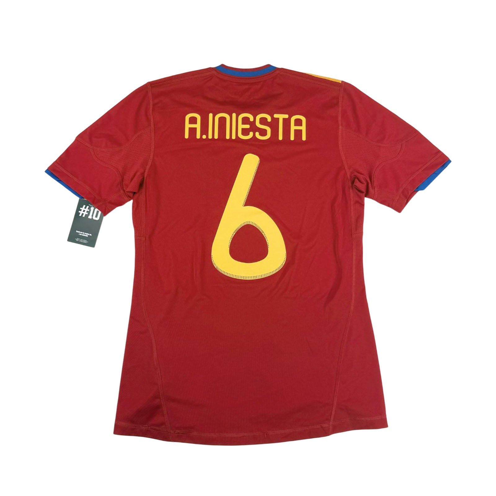 SPAIN 2010/11 HOME SHIRT - #6 INIESTA (SIZE S)