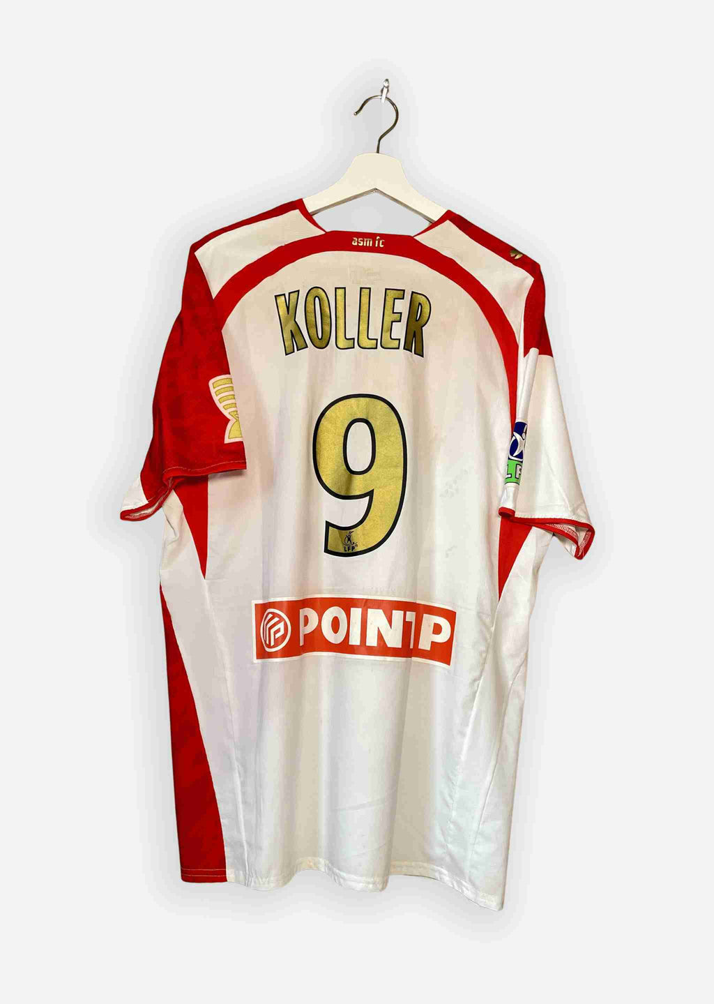 AS MONACO 2007/08 HOME SHIRT – MATCHWORN/ISSUED COUPE DE FRANCE #9 KOLLER (SIZE XXL)
