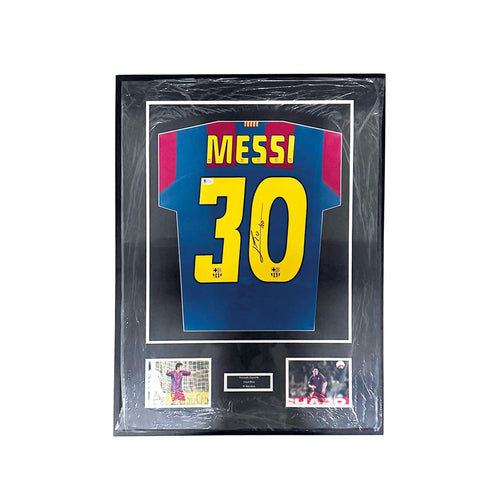 BARCELONA 2005/06 HOME SHIRT - #30 MESSI SIGNED & FRAMED, BECKETT COA INCL.
