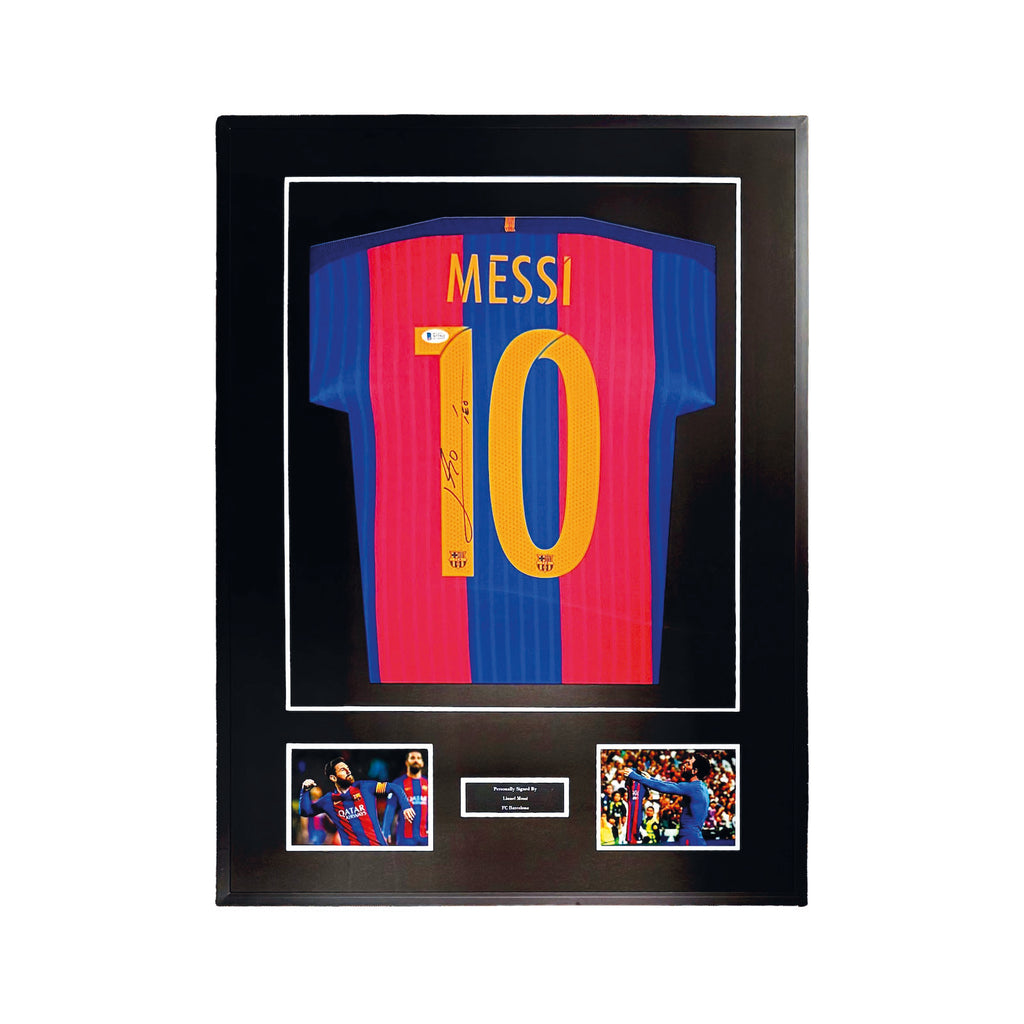 FC BARCELONA 2016/17 HOME SHIRT - #10 MESSI SIGNED & FRAMED, BECKETT COA INCL. 