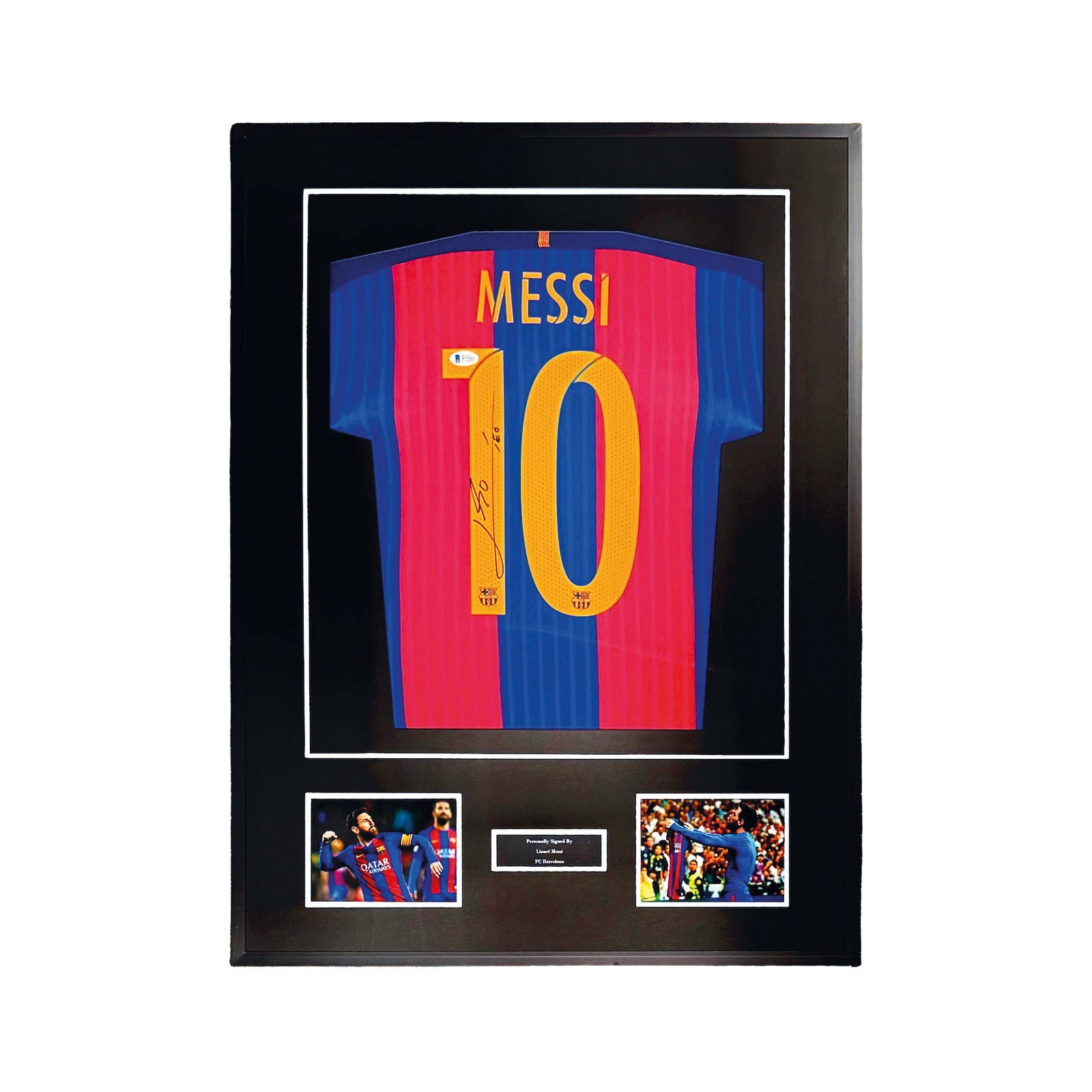 FC BARCELONA 2016/17 HOME SHIRT - #10 MESSI SIGNED & FRAMED, BECKETT COA INCL. 