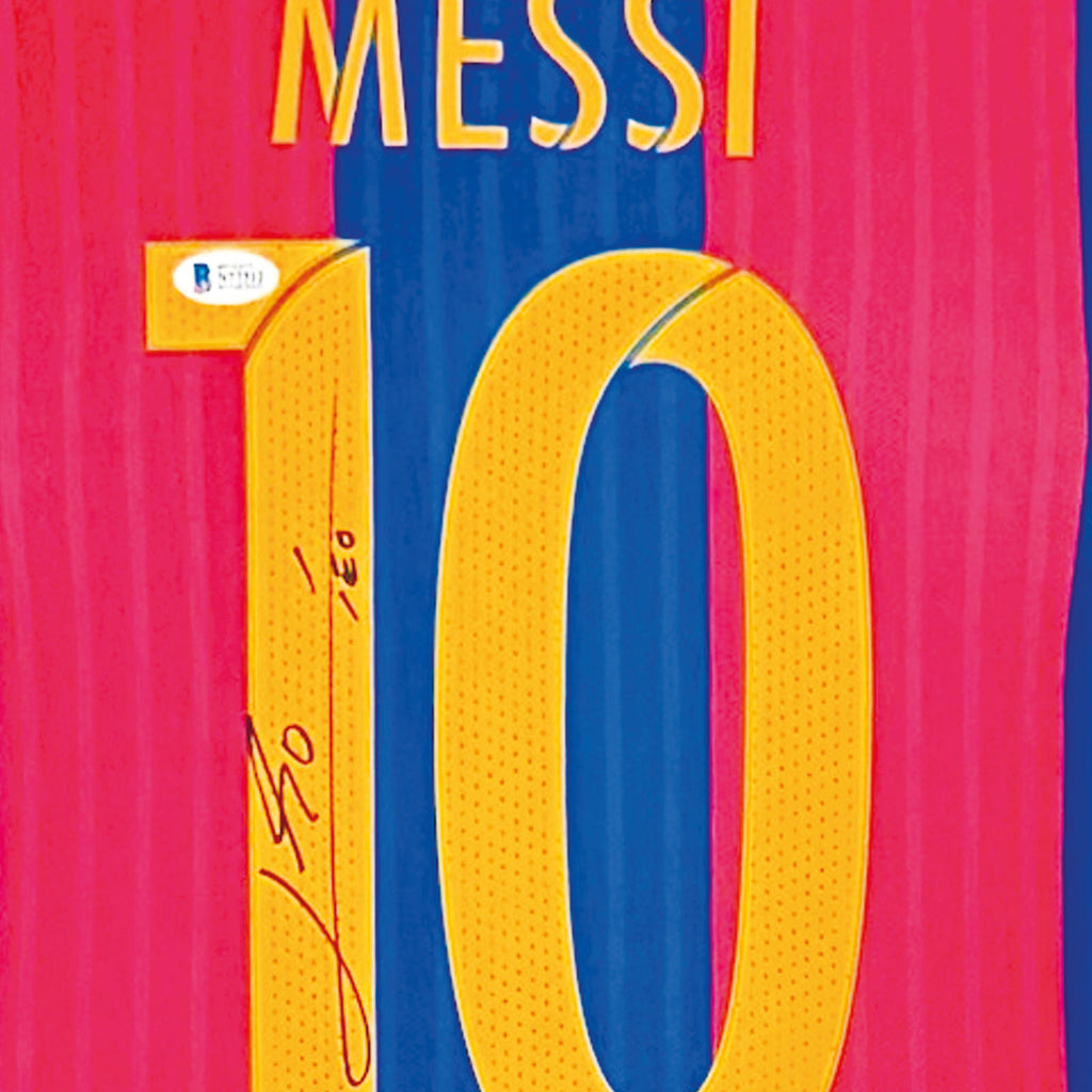 FC BARCELONA 2016/17 HOME SHIRT - #10 MESSI SIGNED & FRAMED, BECKETT COA INCL.