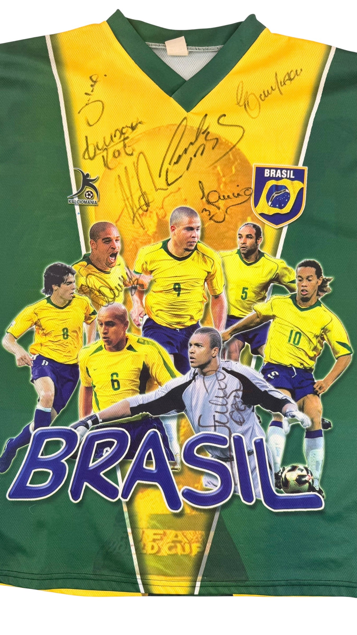 BRAZIL 2006 BOOTLEG TEE - SIGNED BY BRAZILIAN LEGENDS (SIZE XL)