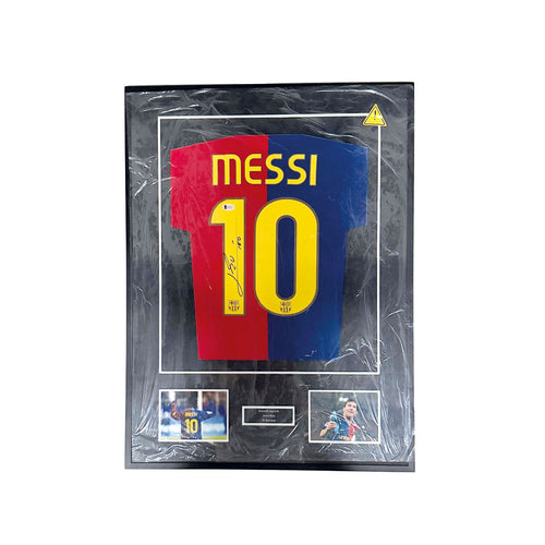BARCELONA 2008/09 HOME SHIRT - #10 MESSI SIGNED & FRAMED, BECKETT COA INCL.