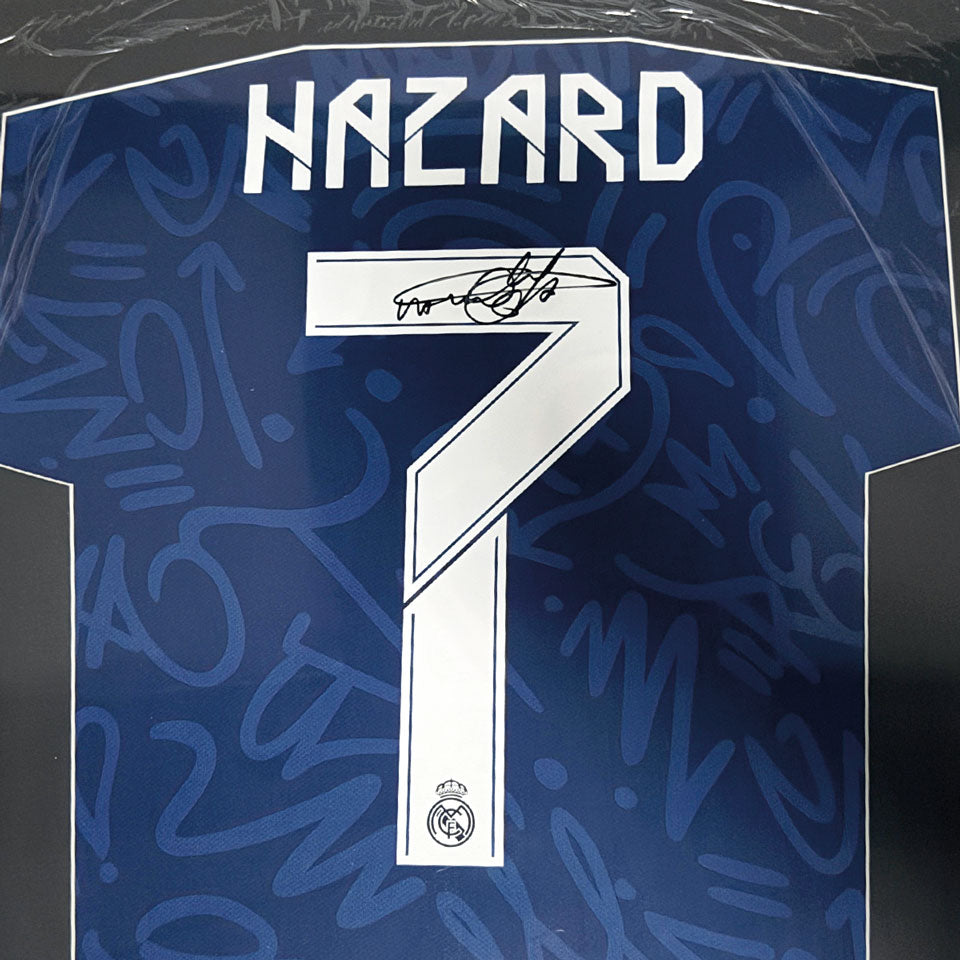 REAL MADRID 2021/22 AWAY SHIRT - #7 HAZARD SIGNED & FRAMED