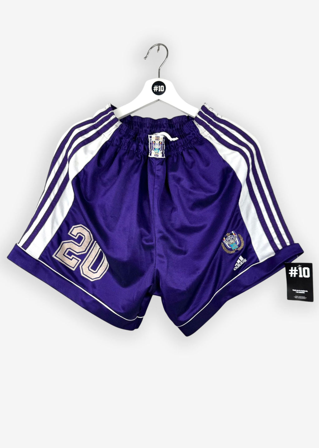 RSC ANDERLECHT 1998/99 SHORTS - MATCHWORN/ISSUED ANASTASIOU (SIZE L)