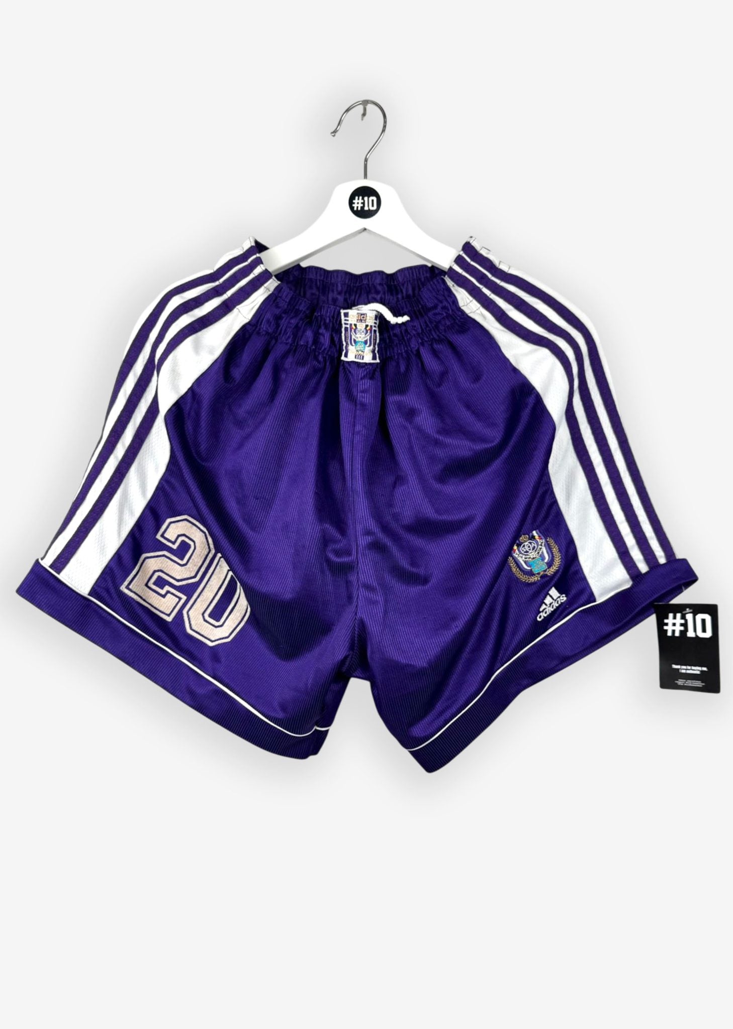 RSC ANDERLECHT 1998/99 SHORTS - MATCHWORN/ISSUED ANASTASIOU (SIZE L)