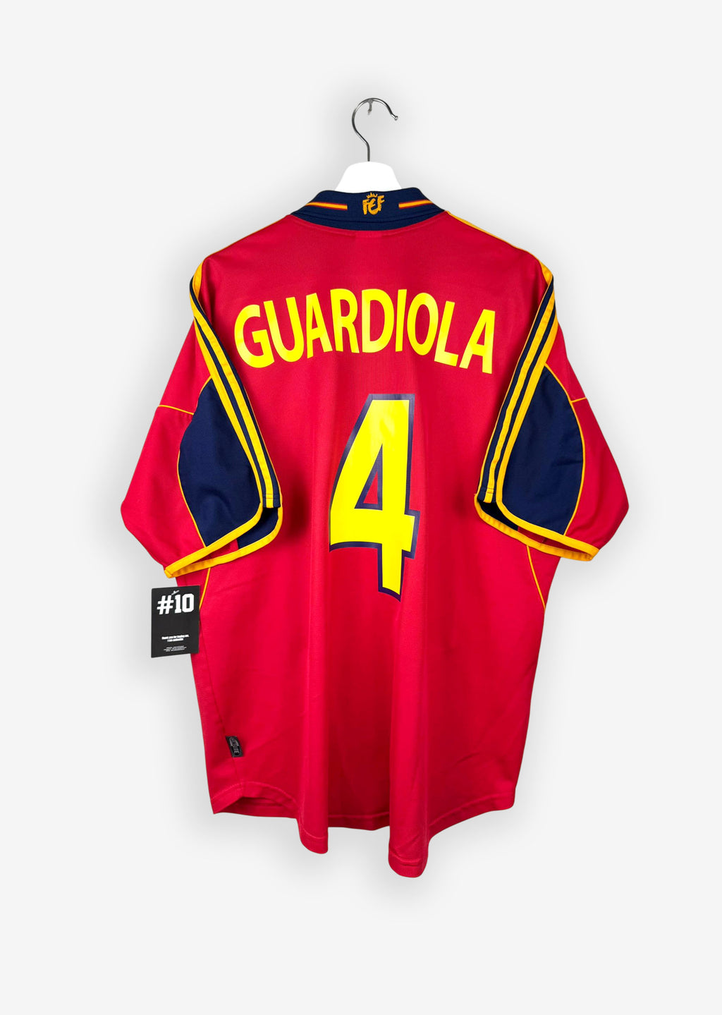 SPAIN 2000/02 HOME SHIRT - #4 GUARDIOLA (SIZE XL)