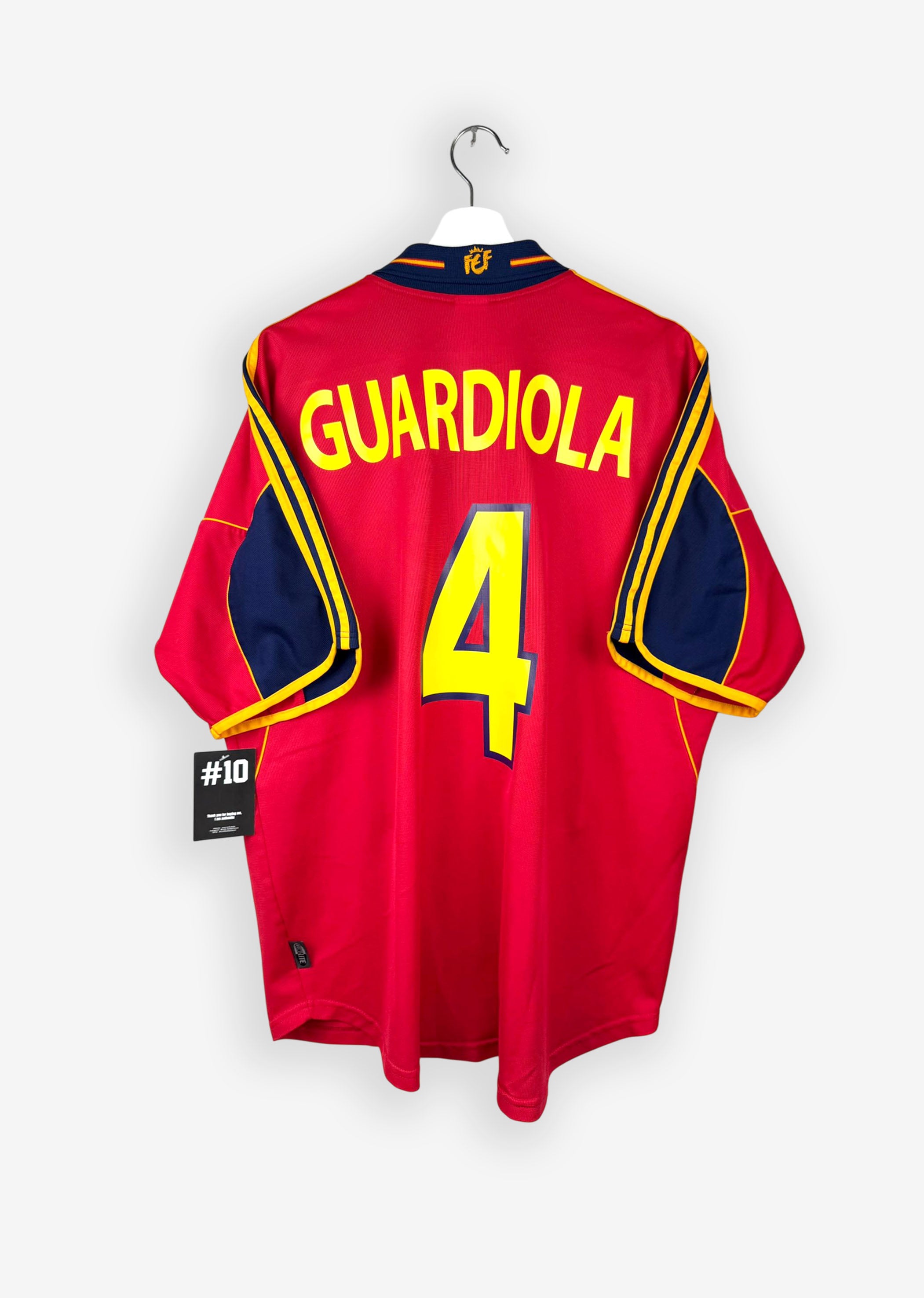 SPAIN 2000/02 HOME SHIRT - #4 GUARDIOLA (SIZE XL)